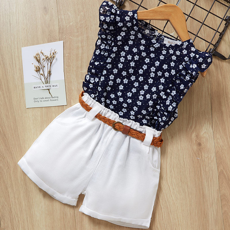 Kids Baby Girls Summer Short Sleeve T-Shirt and Pants Set