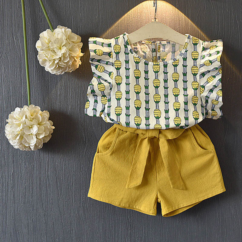 Kids Baby Girls Summer Short Sleeve T-Shirt and Pants Set