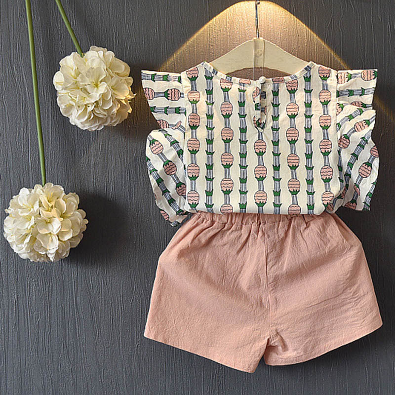 Kids Baby Girls Summer Short Sleeve T-Shirt and Pants Set