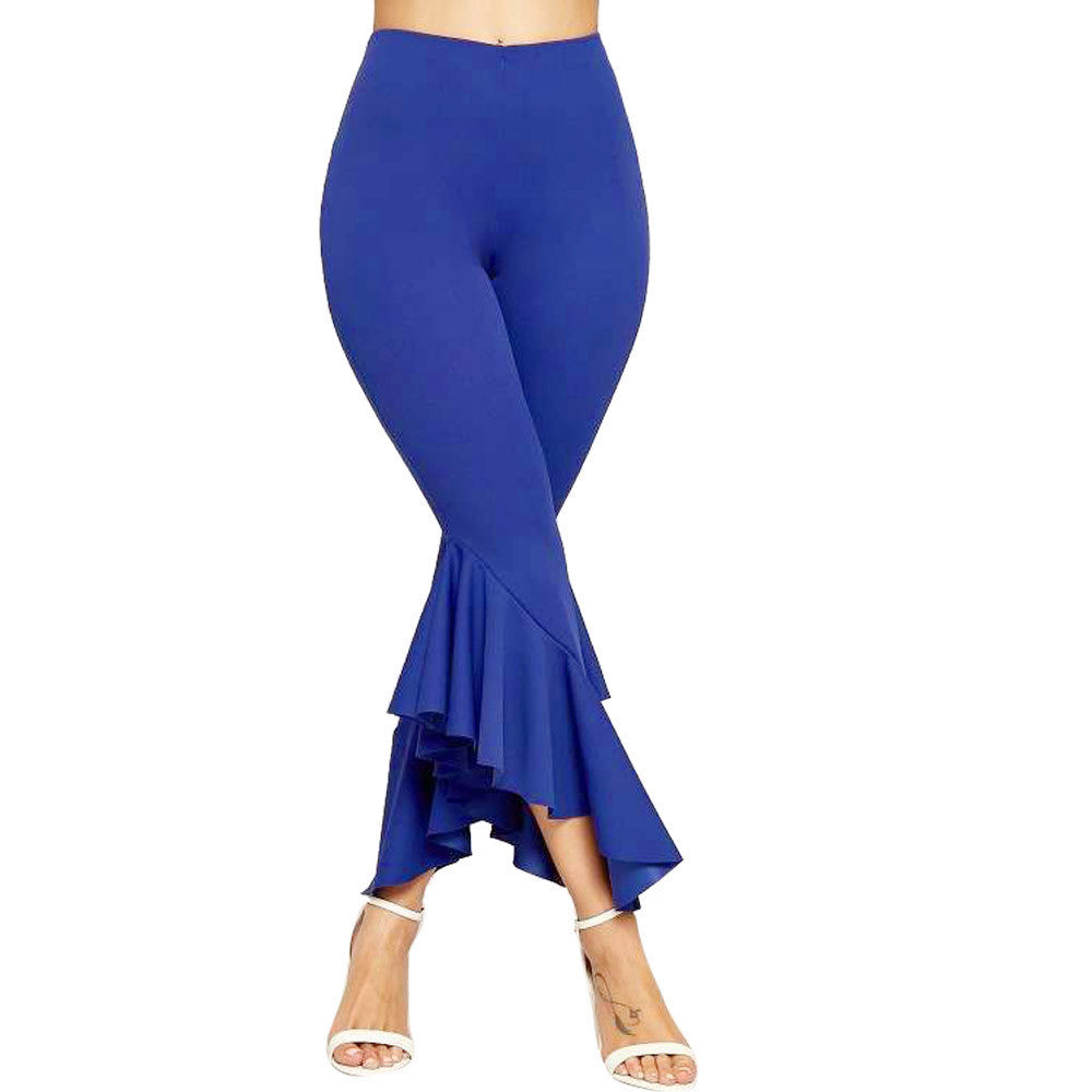 Irregular ruffled casual trousers