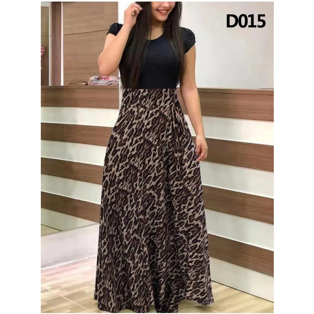 Summer Women's Maxi Vestido Casual Printing Short-Sleeved Round Neck Dress Robe Ropa De Mujer Night Club Sexy Outfits For femini