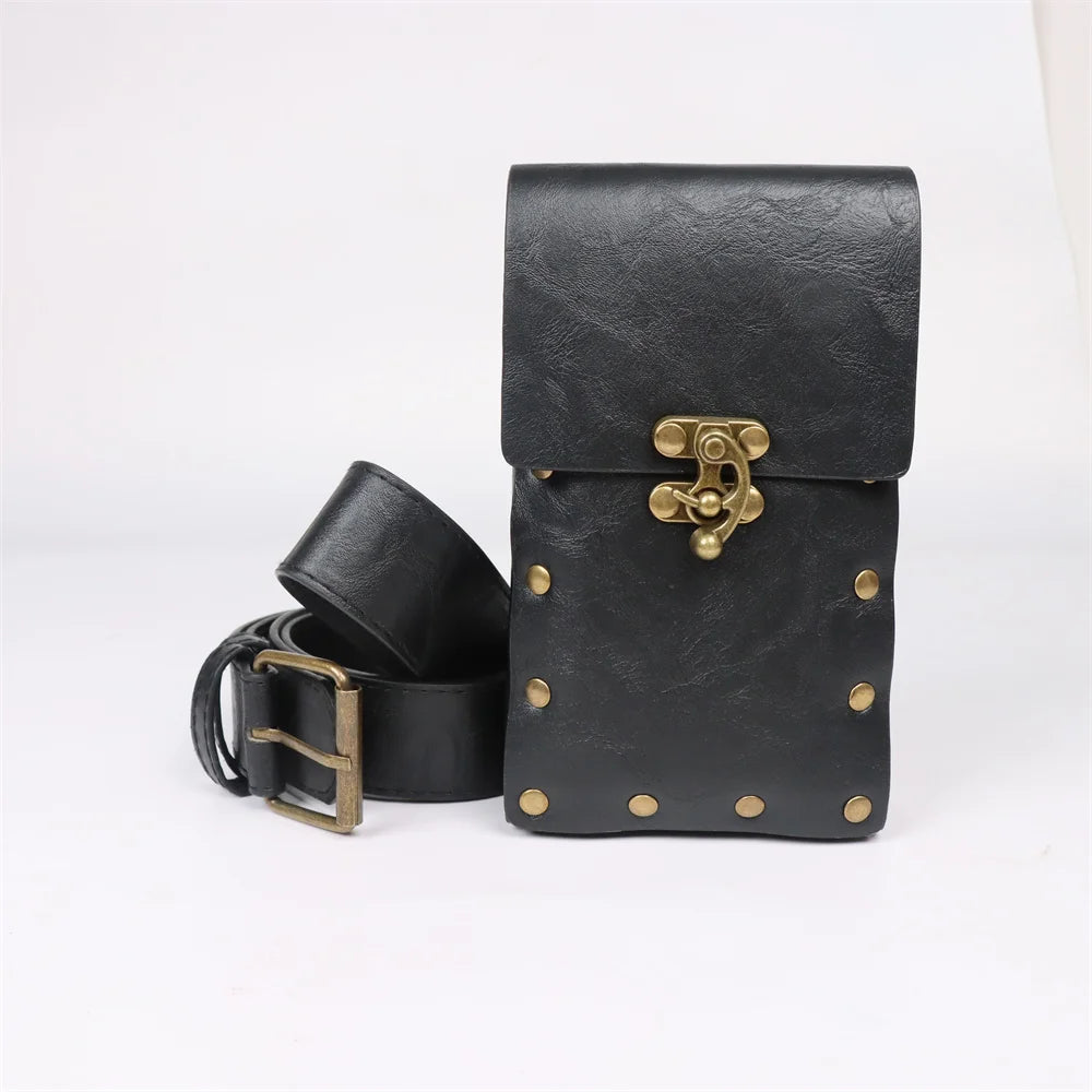 Medieval Belts Viking Knights Loose Change Waist Bags Renaissance Retro Belts Halloween Role-playing Dresses Buckle Props,