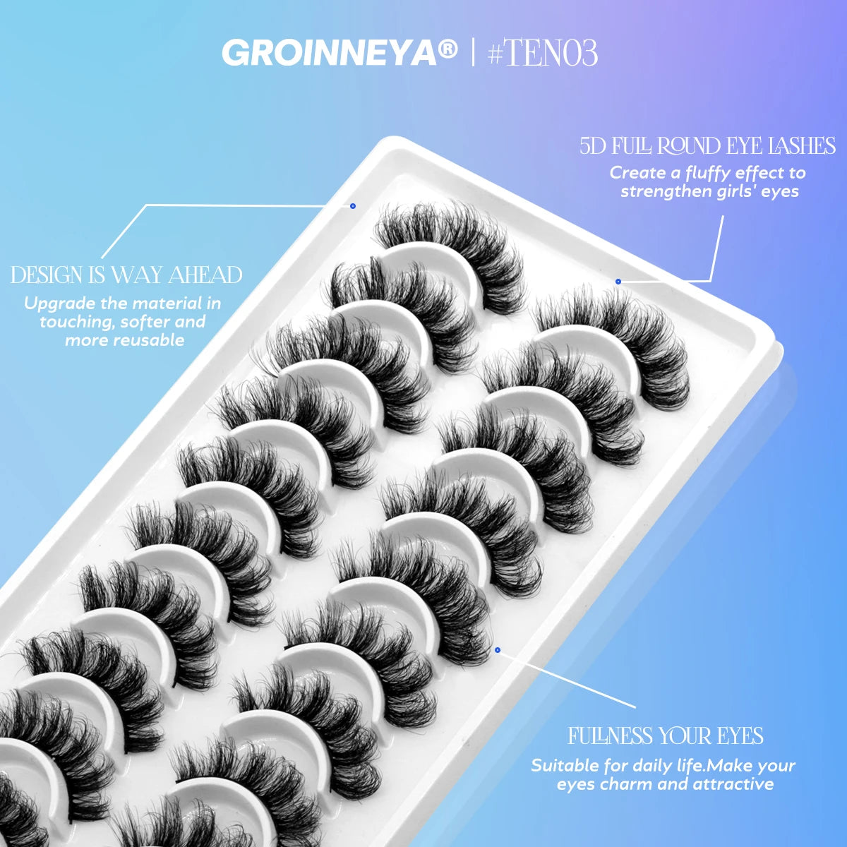Fluffy 3D Mink Lashes – 10 Pairs of Soft, Full Volume