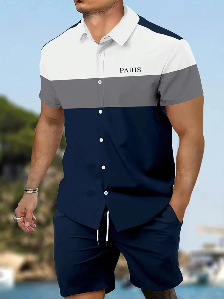 Daily Fashion Men's Short-sleeved Shirts Summer Short-sleeved Shirts And Beach Pants Men's Street Casual Two-piece Men's Shorts
