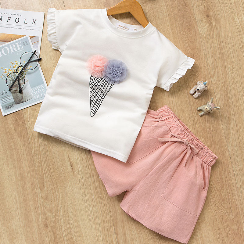 Kids Baby Girls Summer Short Sleeve T-Shirt and Pants Set