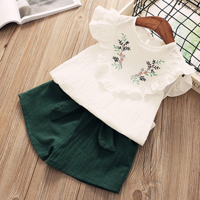 Kids Baby Girls Summer Short Sleeve T-Shirt and Pants Set