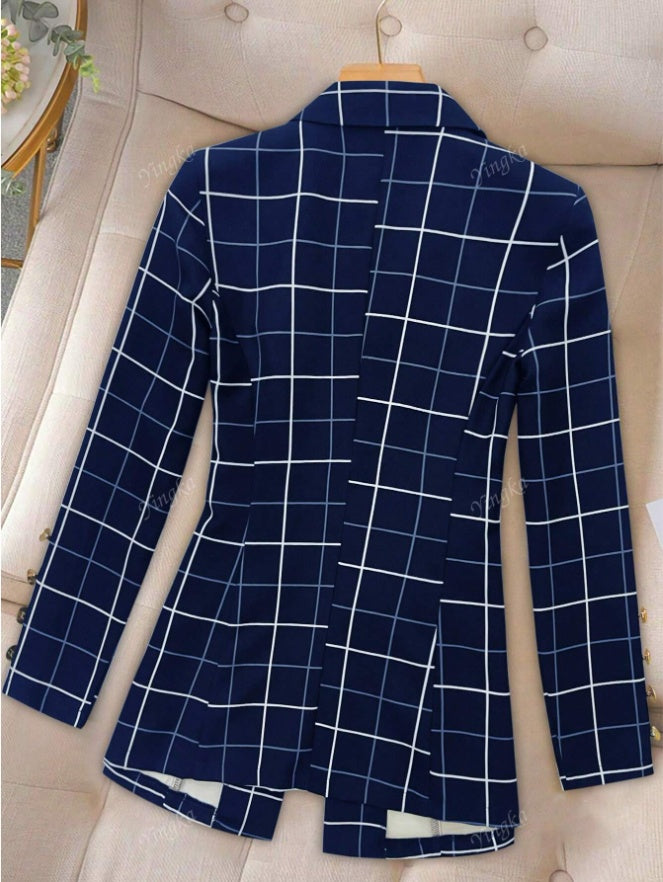 Smart-Casual Plaid Blazer for Modern Women
