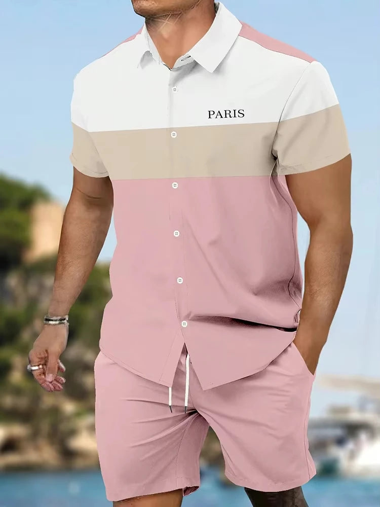 Daily Fashion Men's Short-sleeved Shirts Summer Short-sleeved Shirts And Beach Pants Men's Street Casual Two-piece Men's Shorts