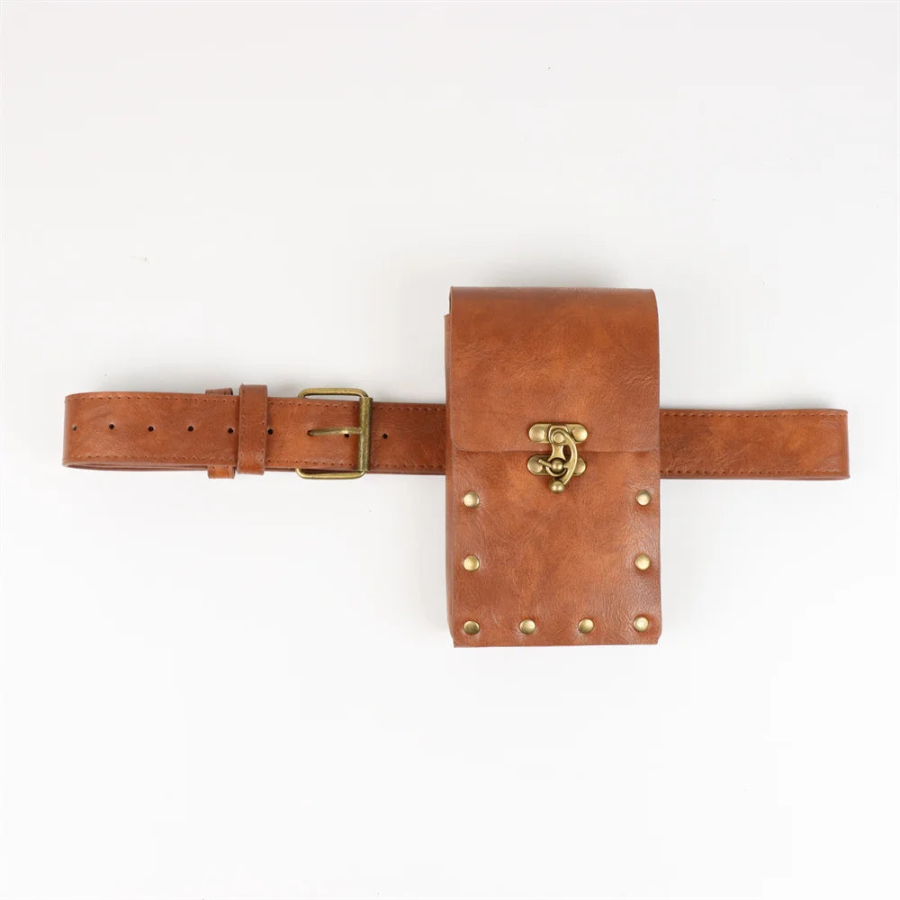 Medieval Belts Viking Knights Loose Change Waist Bags Renaissance Retro Belts Halloween Role-playing Dresses Buckle Props,