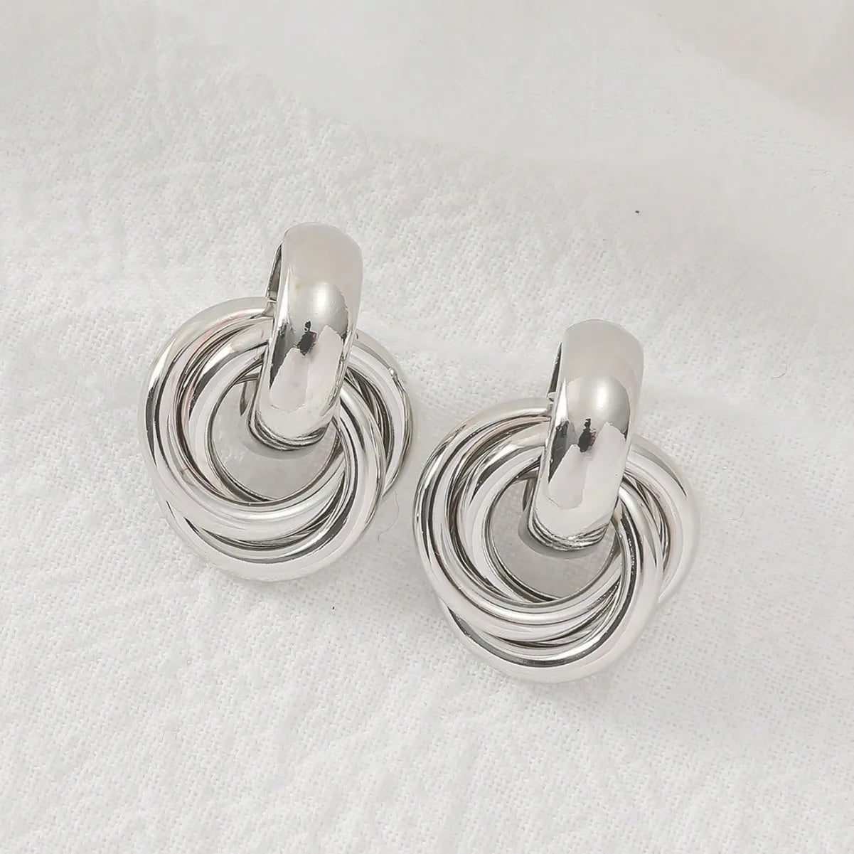 Gold SIlver Color Knot Stud Earring For Women Shiny Color Trendy Earring Stud Cute Daily Wear Jewelry