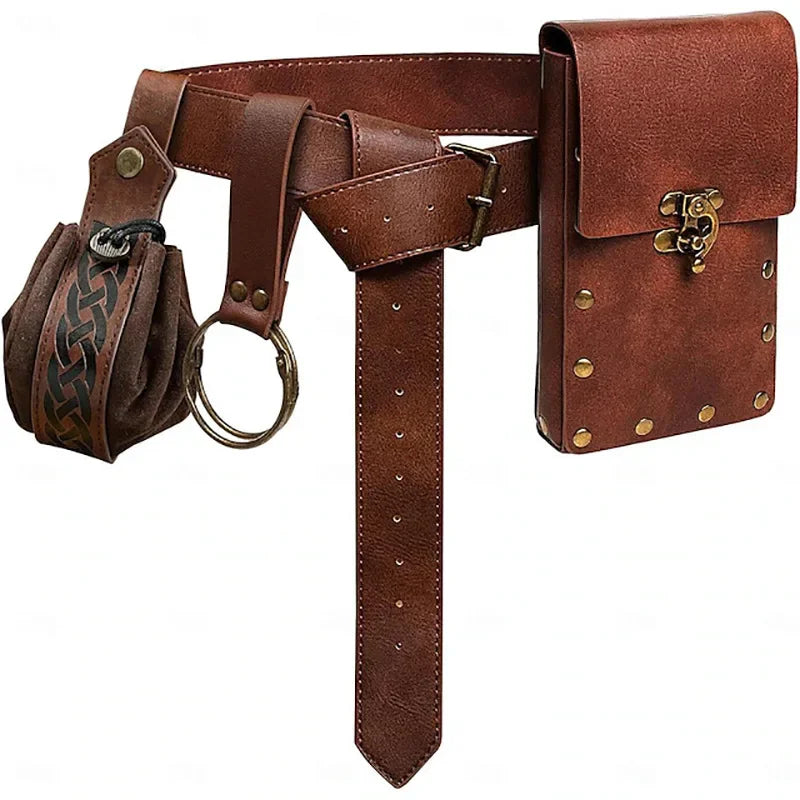 Medieval Belts Viking Knights Loose Change Waist Bags Renaissance Retro Belts Halloween Role-playing Dresses Buckle Props,
