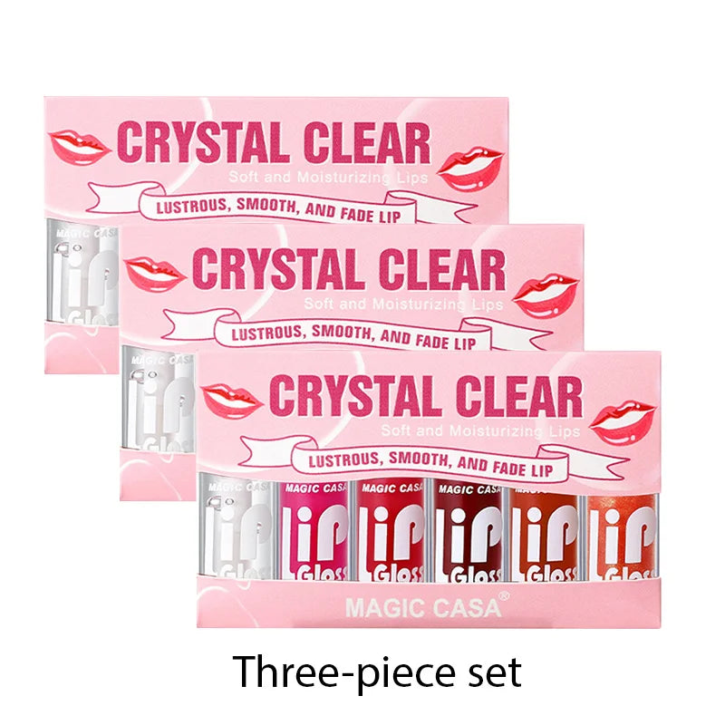 6 pcs Fine Sparkling Lip gloss set - Easy to color, non-stick,non-fading, moisturizing & shiny lip gloss set, a gift for ladies