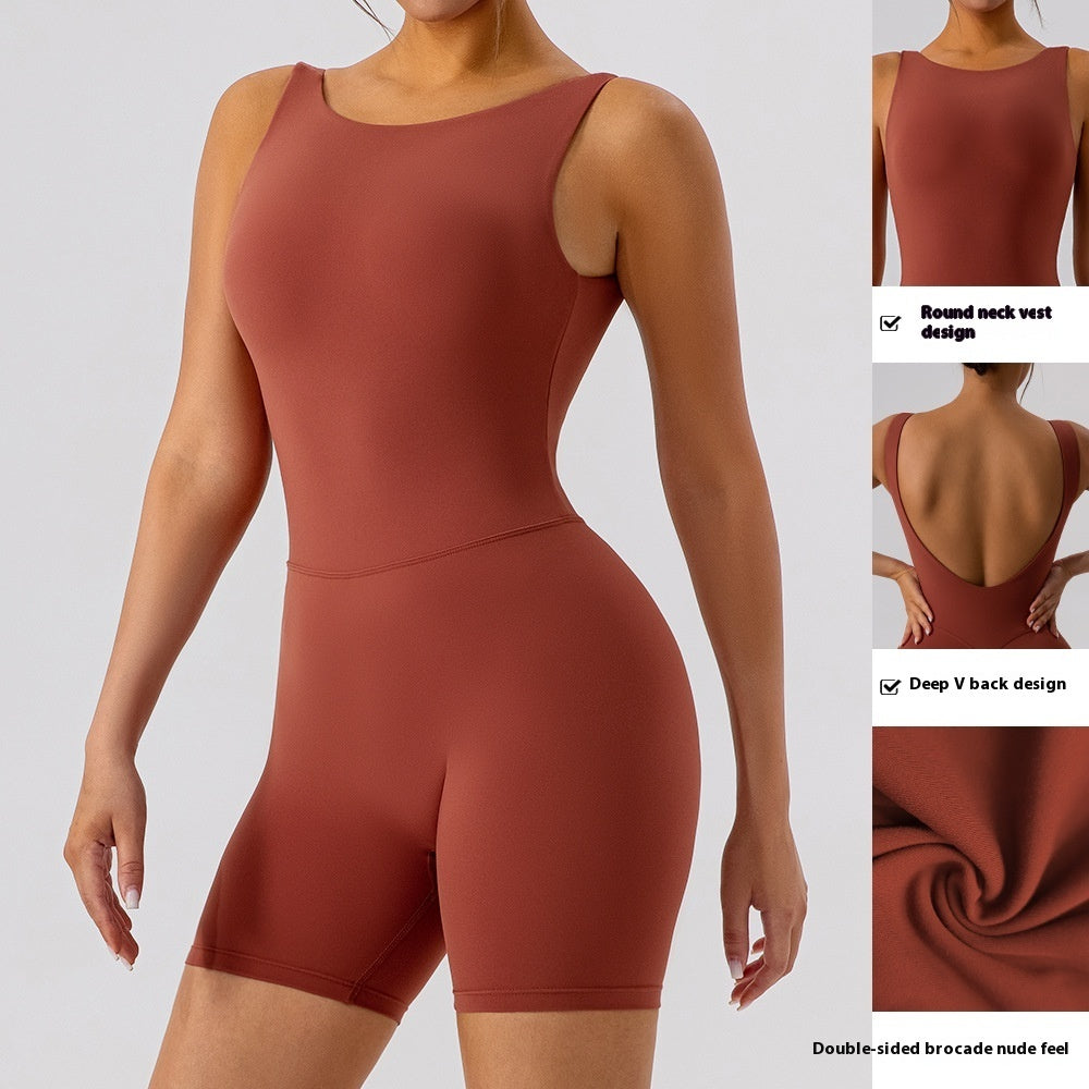 Women's Hollow-out Beauty Back Yoga Jumpsuit Shorts For Women