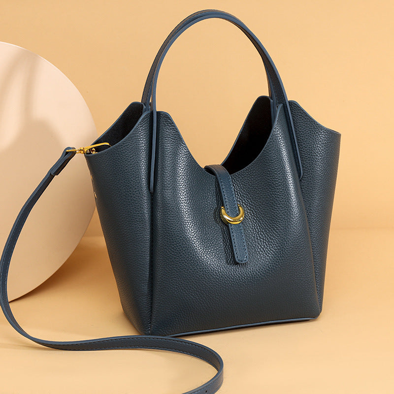 Premium Genuine Leather Women's Bucket Bag with Ample Space