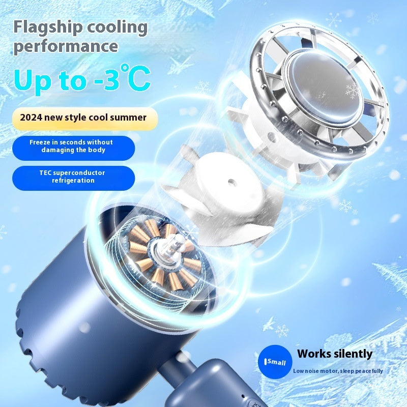 Portable USB Rechargeable Handheld Cooling Fan with Ice Compress