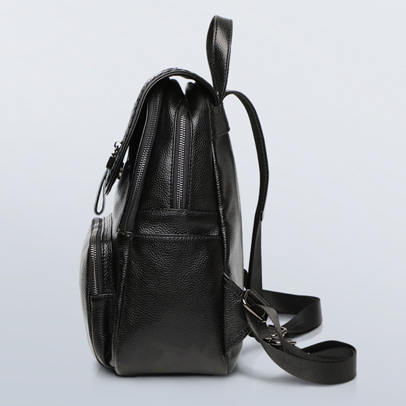 Solid Color Leather Women's Backpack