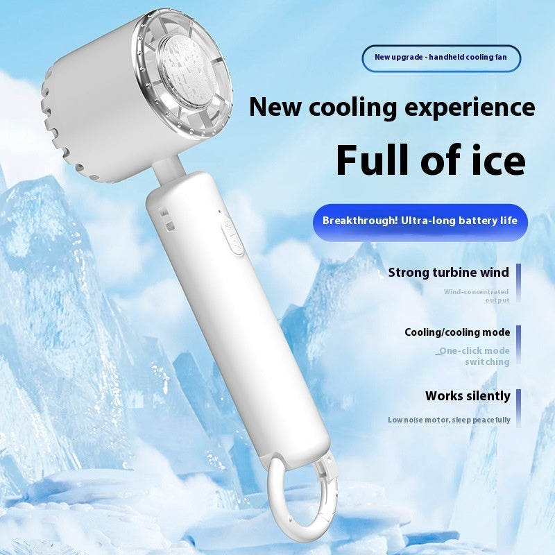 Portable USB Rechargeable Handheld Cooling Fan with Ice Compress