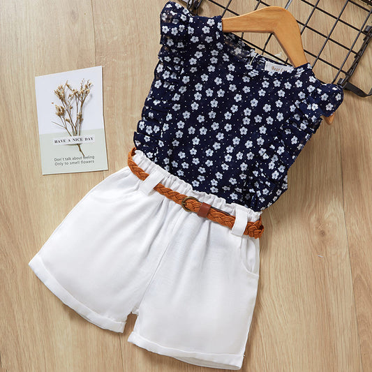 Kids Baby Girls Summer Short Sleeve T-Shirt and Pants Set
