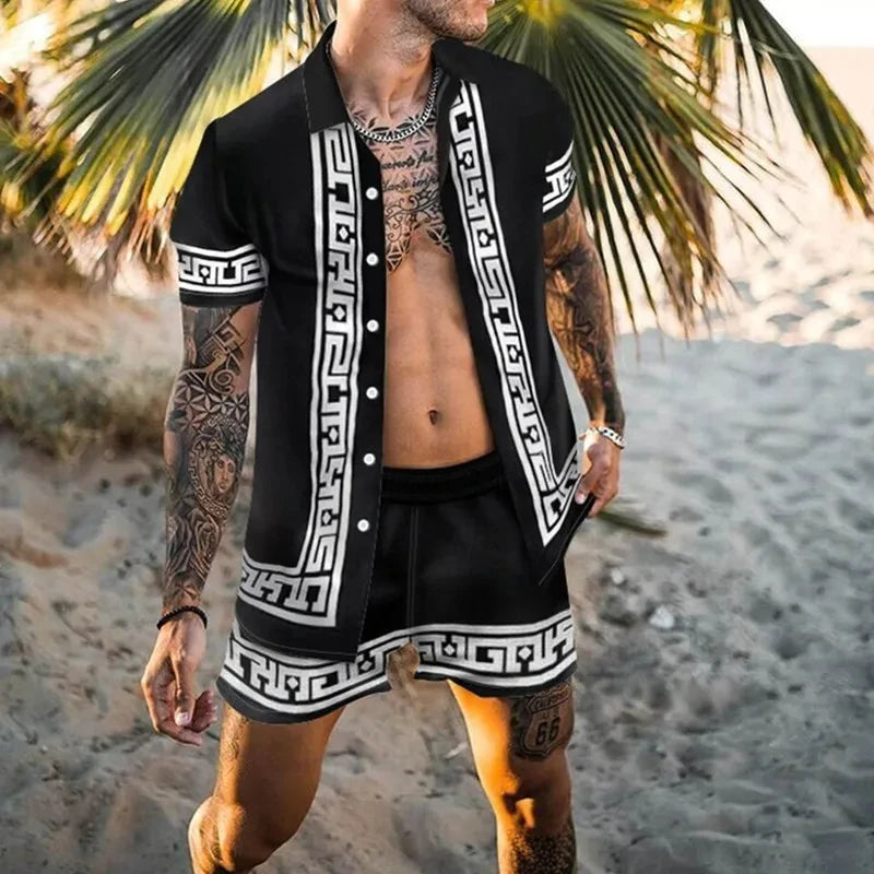 Leopard Print Short Sleeve Shirt And Shorts