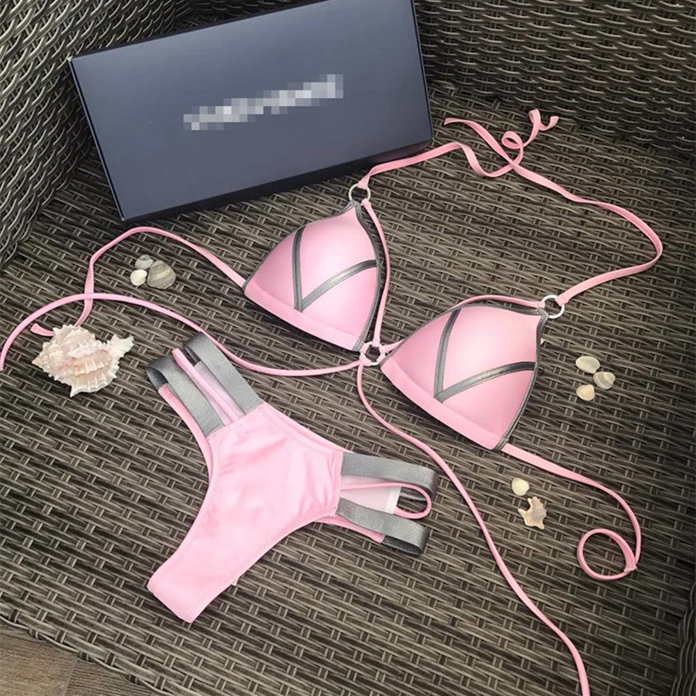 Stylish Women's Bronzing Bikini with Chest Pad
