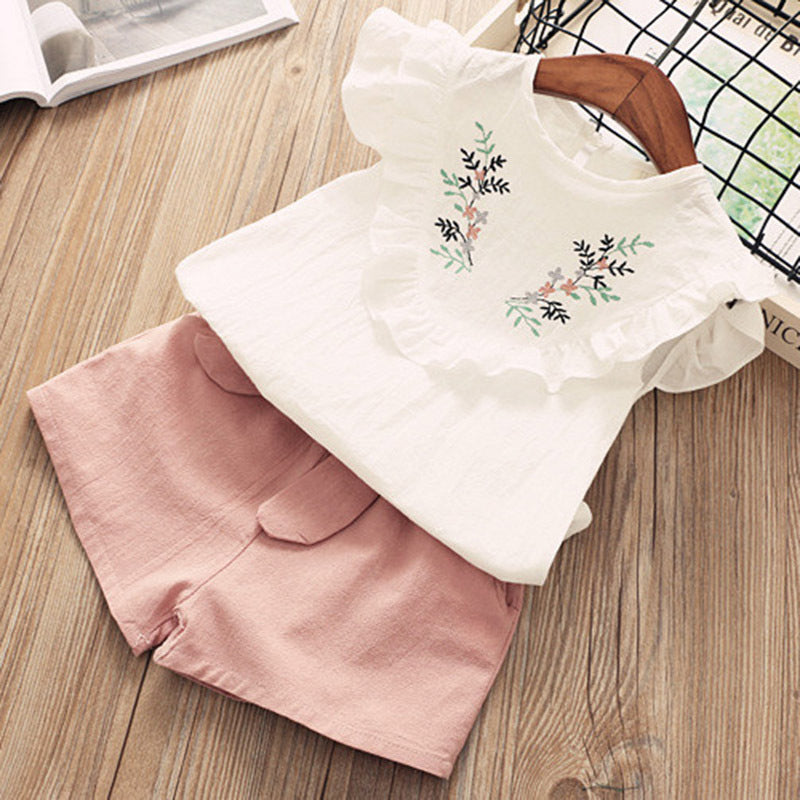 Kids Baby Girls Summer Short Sleeve T-Shirt and Pants Set