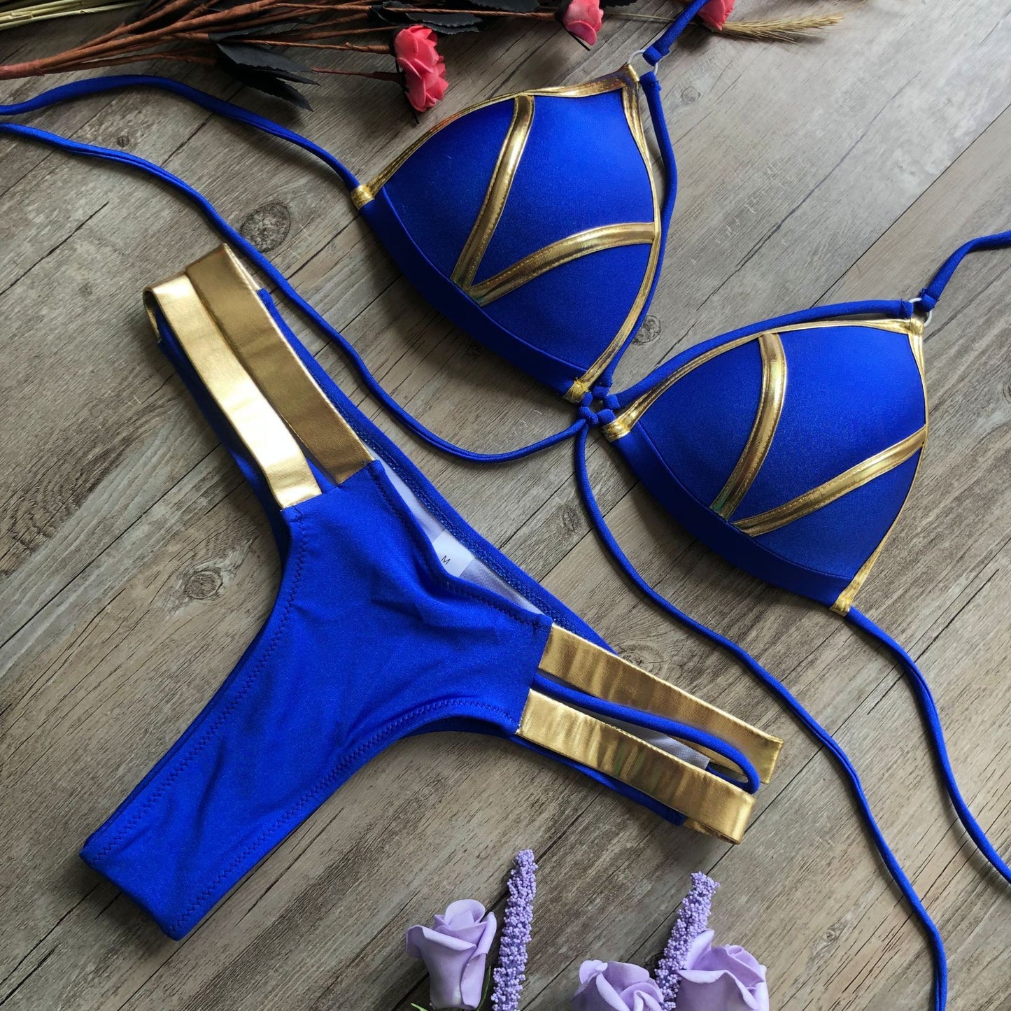 Stylish Women's Bronzing Bikini with Chest Pad