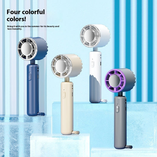 Portable USB Rechargeable Handheld Cooling Fan with Ice Compress