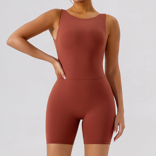 Women's Hollow-out Beauty Back Yoga Jumpsuit Shorts For Women