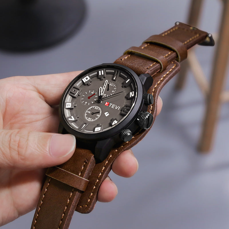 Big Men's Quartz Watch with Calendar Movement