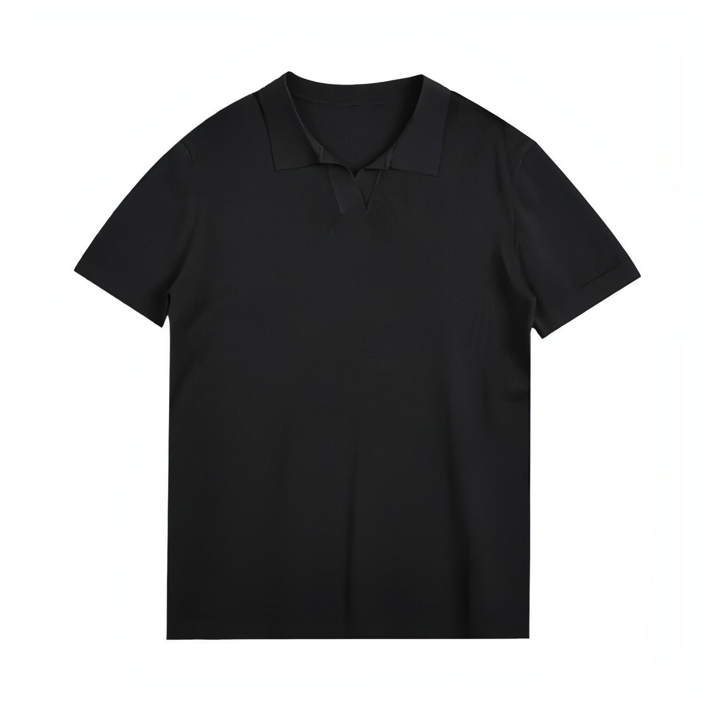 Lightly Mature Men's Solid Color Lapel Knitted Polo Shirt