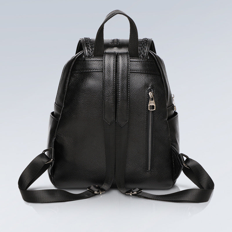 Solid Color Leather Women's Backpack