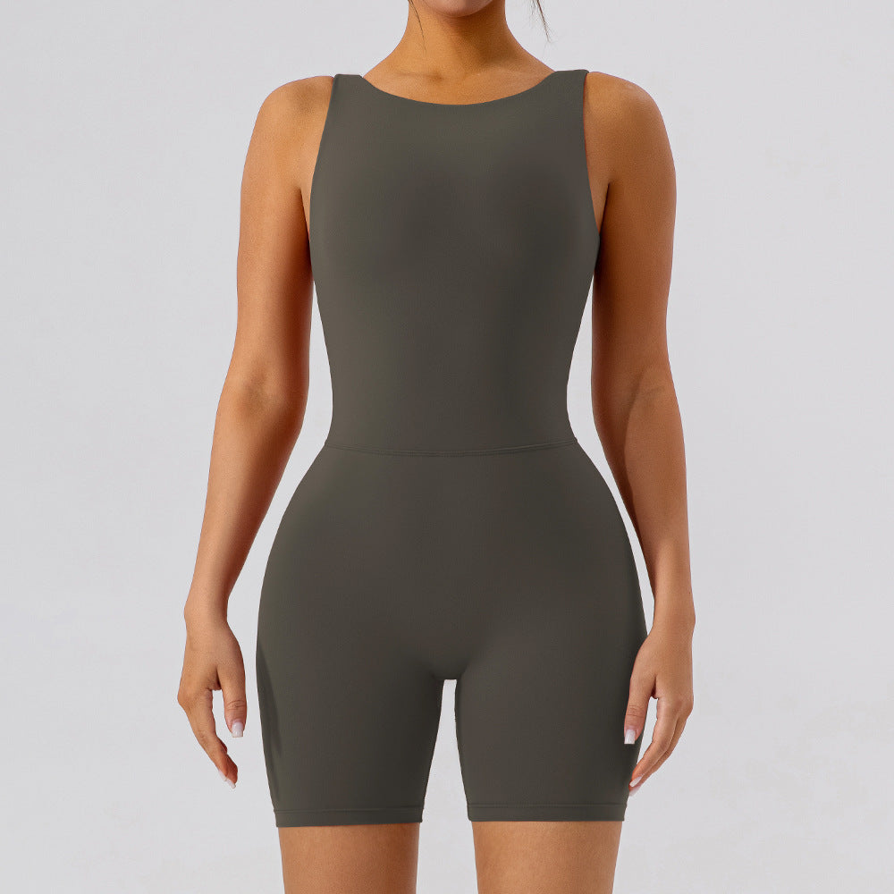 Women's Hollow-out Beauty Back Yoga Jumpsuit Shorts For Women