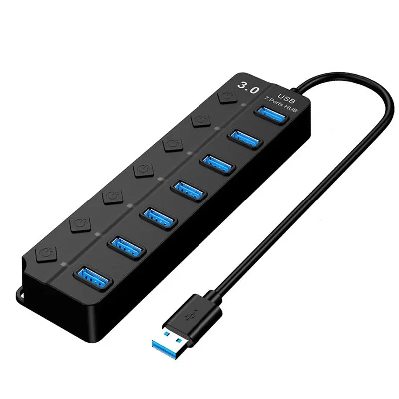 4-Port USB Hub w/ LED Lights & Independent On/Off Switches