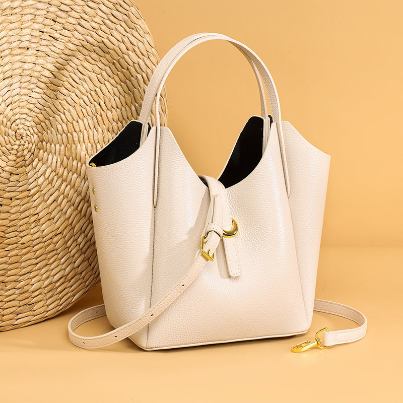 Premium Genuine Leather Women's Bucket Bag with Ample Space