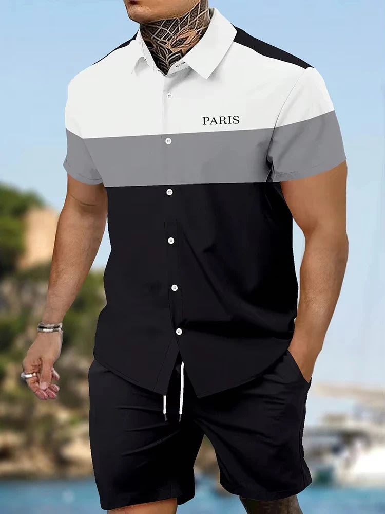 Daily Fashion Men's Short-sleeved Shirts Summer Short-sleeved Shirts And Beach Pants Men's Street Casual Two-piece Men's Shorts