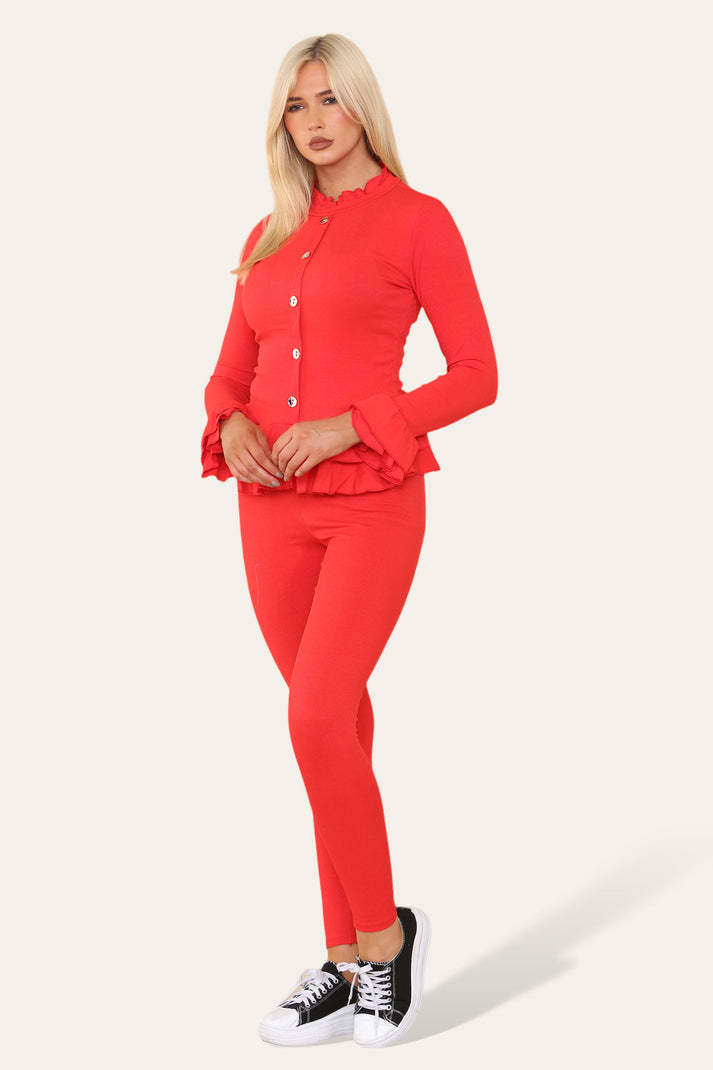 Peplum Button Front Lounge Set