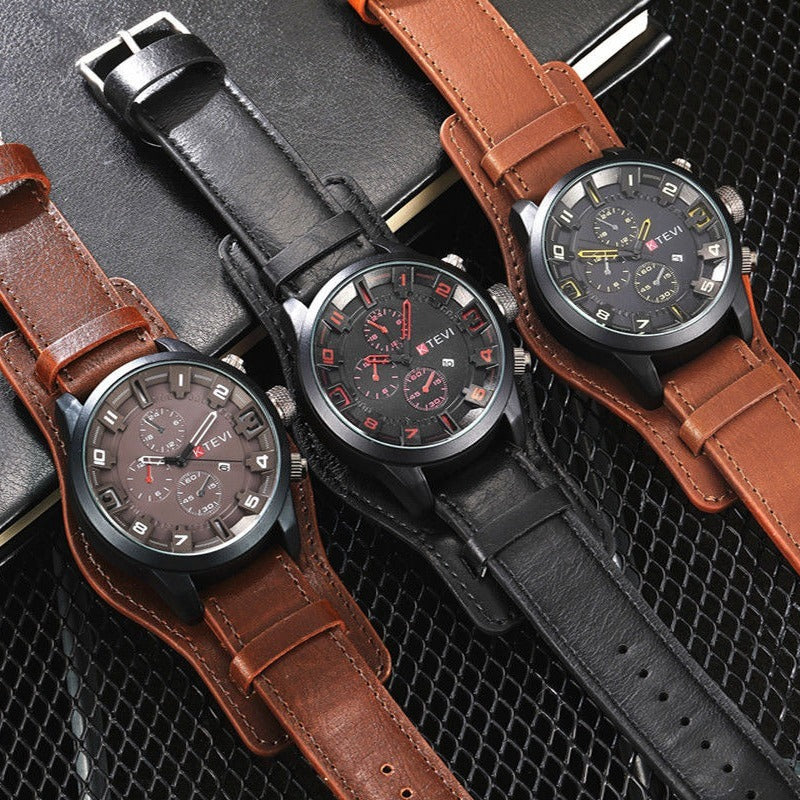 Big Men's Quartz Watch with Calendar Movement
