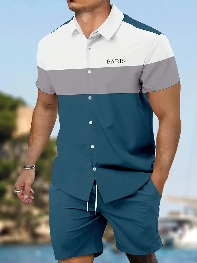 Daily Fashion Men's Short-sleeved Shirts Summer Short-sleeved Shirts And Beach Pants Men's Street Casual Two-piece Men's Shorts