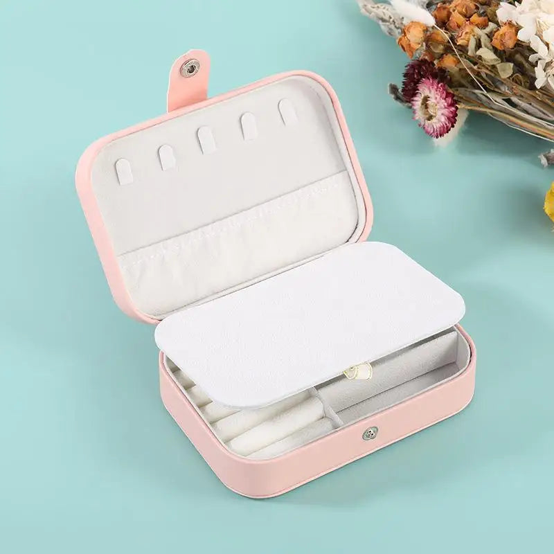 Portable Jewelry Box Jewelry Organizer Display Travel Jewelry Case Boxes Waterproof Leather Storage Zipper Jewelers Joyero
