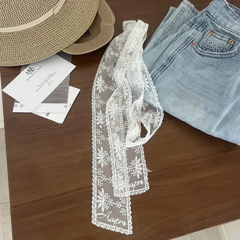 Unique Y2k Long Lace Waistband Floral Bow Lace Waist Belt Tie Up Thin Dress Jeans Belt Summer