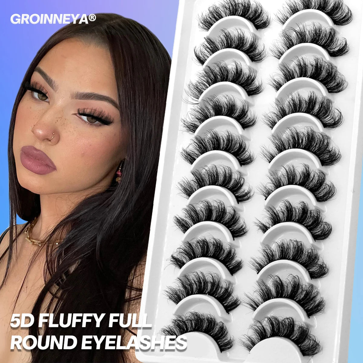 Fluffy 3D Mink Lashes – 10 Pairs of Soft, Full Volume