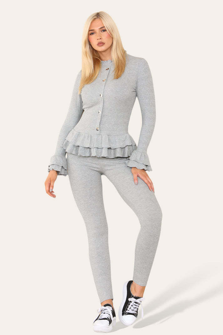 Peplum Button Front Lounge Set