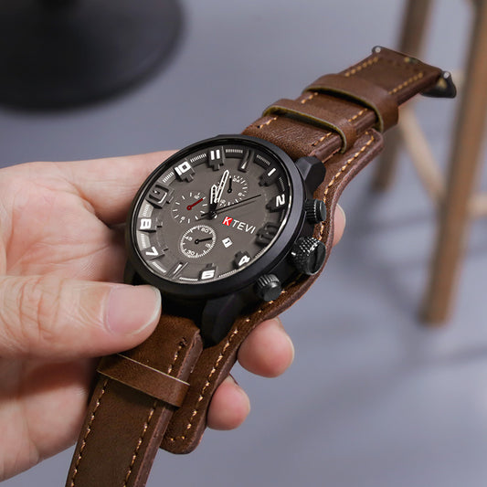 Big Men's Quartz Watch with Calendar Movement