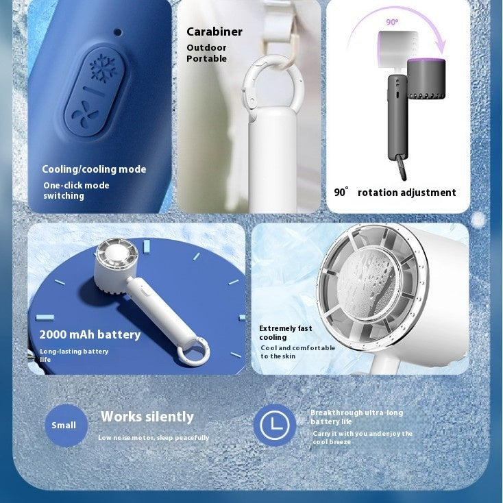 Portable USB Rechargeable Handheld Cooling Fan with Ice Compress