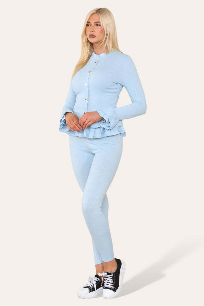 Peplum Button Front Lounge Set