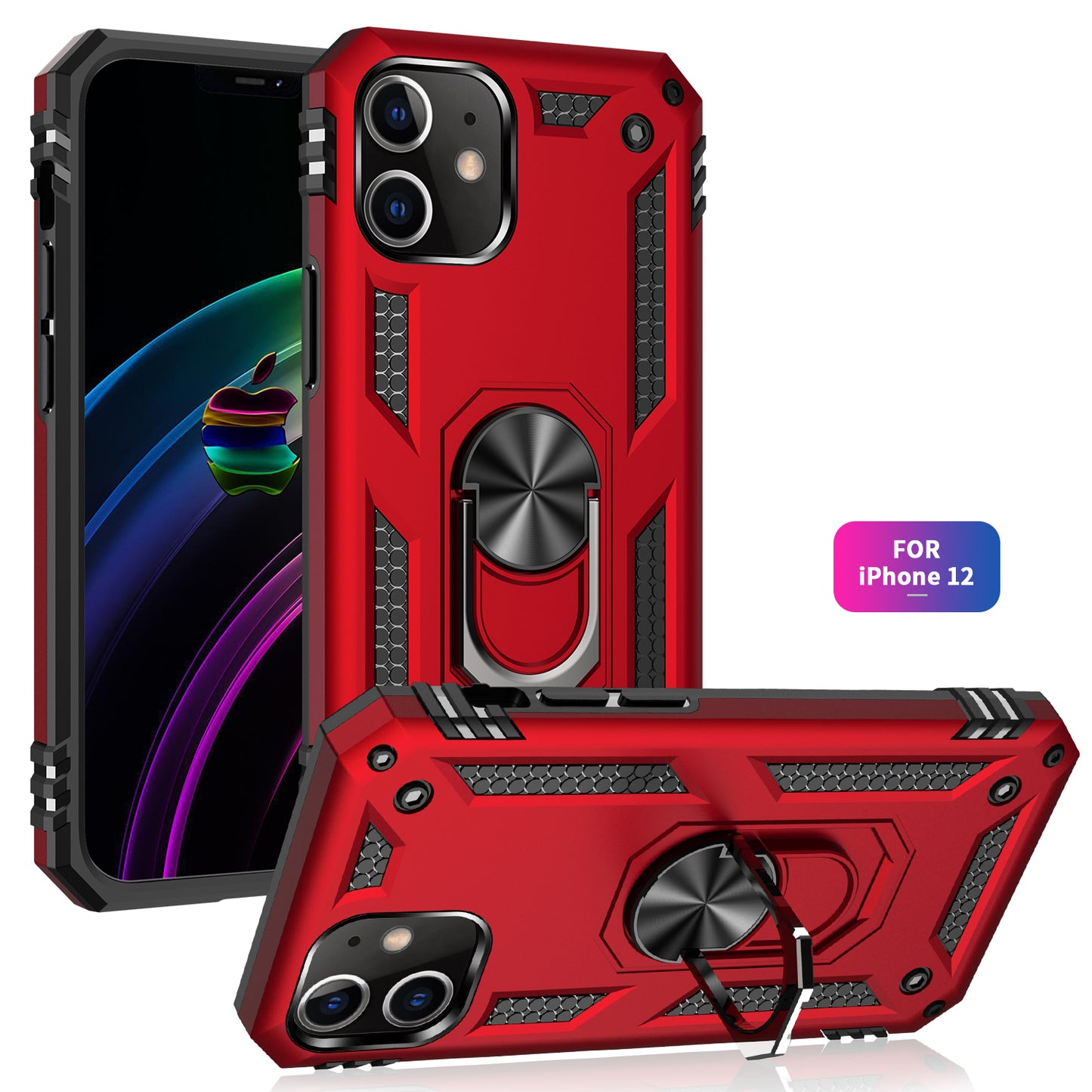 Tech Armor Ring Stand Grip Case for iPhone 12 Mini