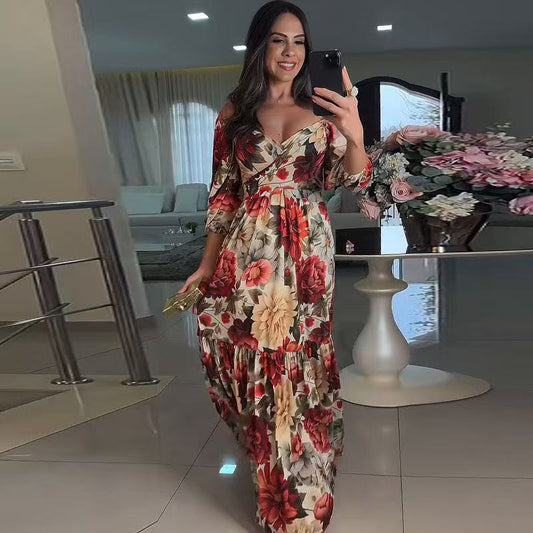 Stylish Plus Size Autumn Button Up Dress with Flowing Design