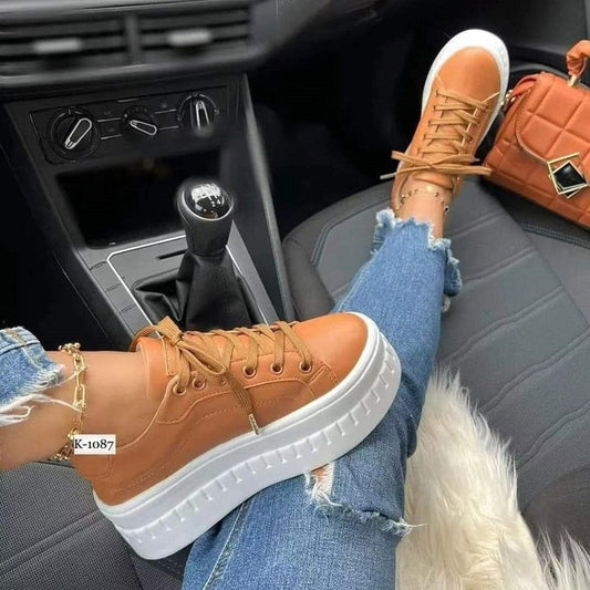 Casual Platform Women's Sneakers - Flat Women's Shoes