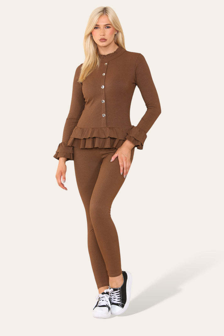 Peplum Button Front Lounge Set