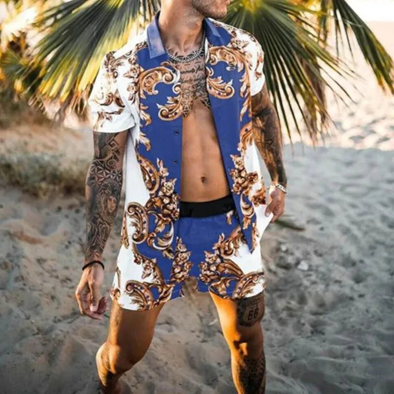 Leopard Print Short Sleeve Shirt And Shorts